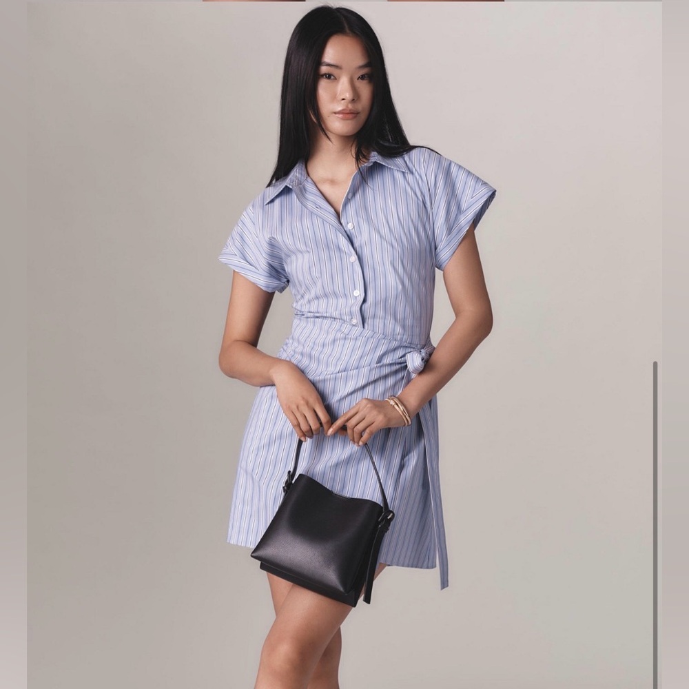 Button-Front Wrap Mini Shirt Dress - Maeve / Anthropologie